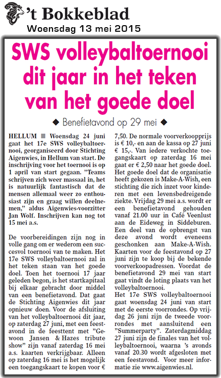 Artikel 't Bokkeblad 13-05-2015