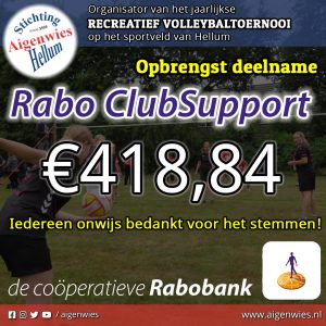 Opbrengst Rabo Clubsupport 2021