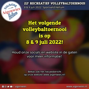 22e recreatief volleybaltoernooi op 8 & 9 juli 2022