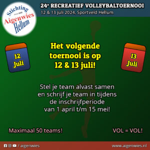 Aankondiging 24e recreatief volleybaltoernooi