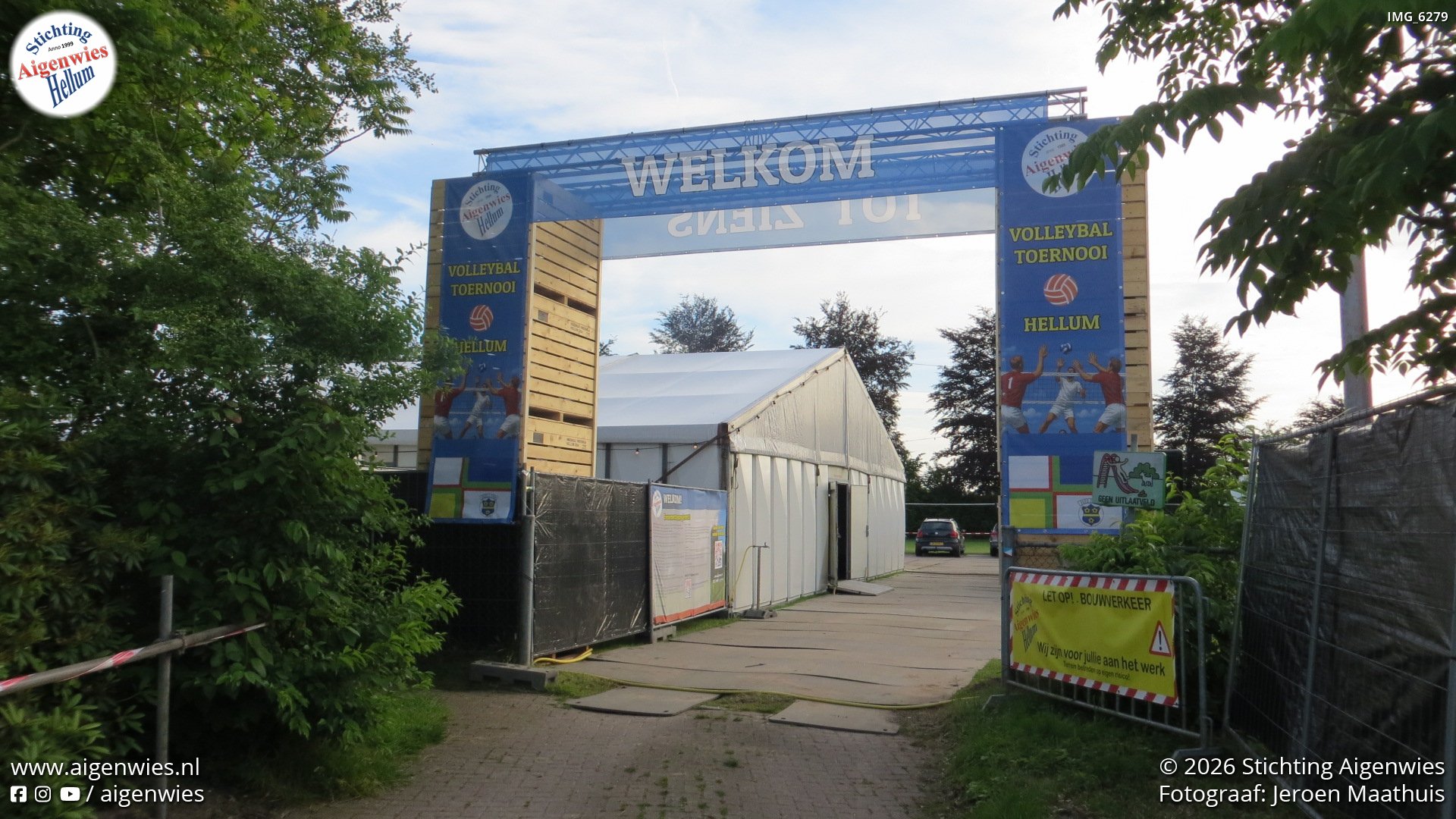 Welkomstboog 26e recreatief volleybaltoernooi 2026